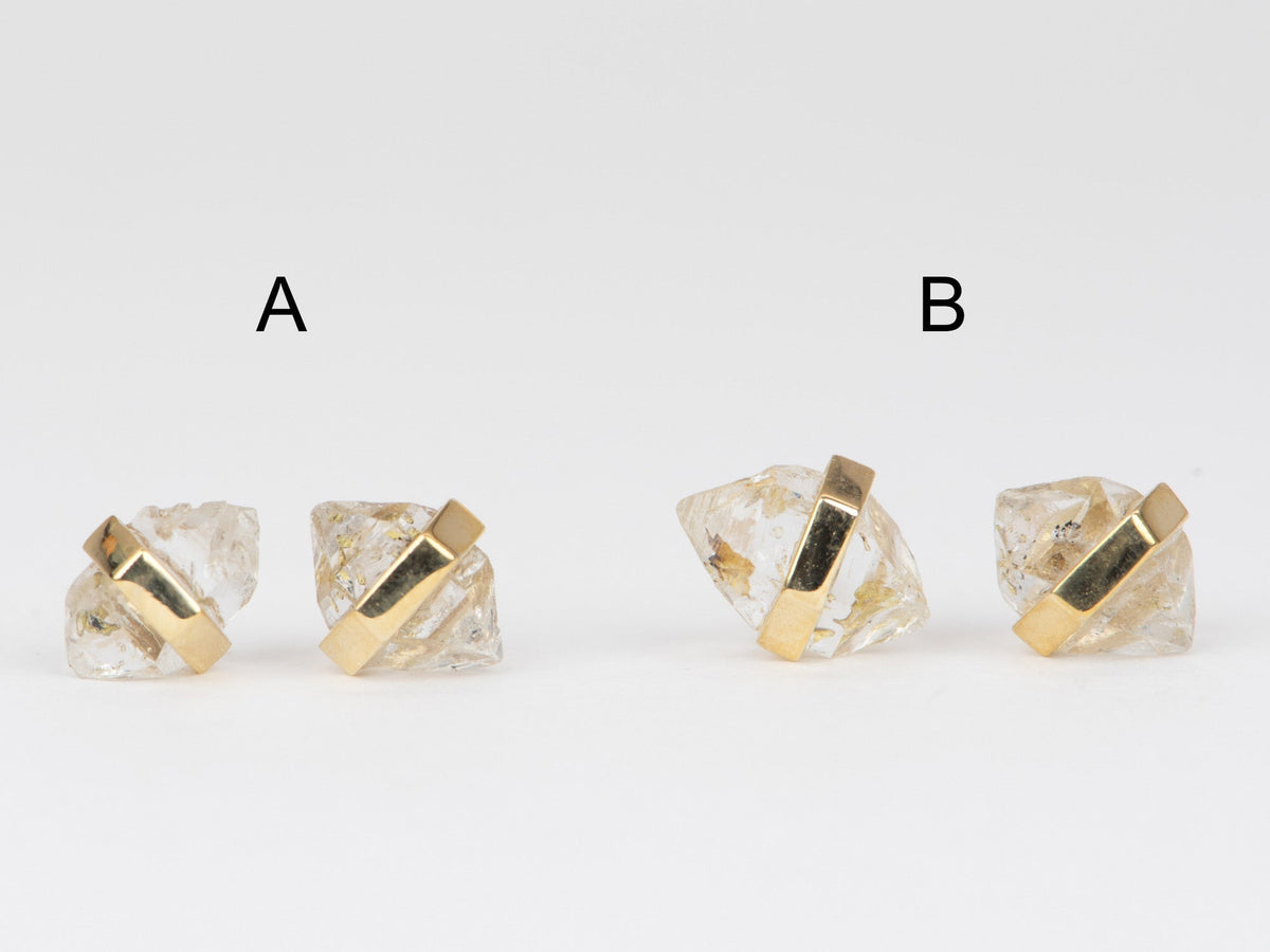 Bar Set Golden Petroleum Quartz Earrings 9K Gold R3121 Aurora Designer