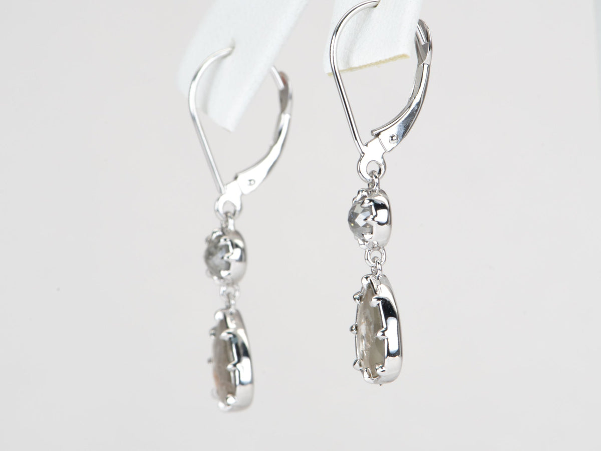 2.37ctw Georgian-Inspired Rose Cut Diamond Dangle Earrings 14K White Gold R3128 Aurora Designer