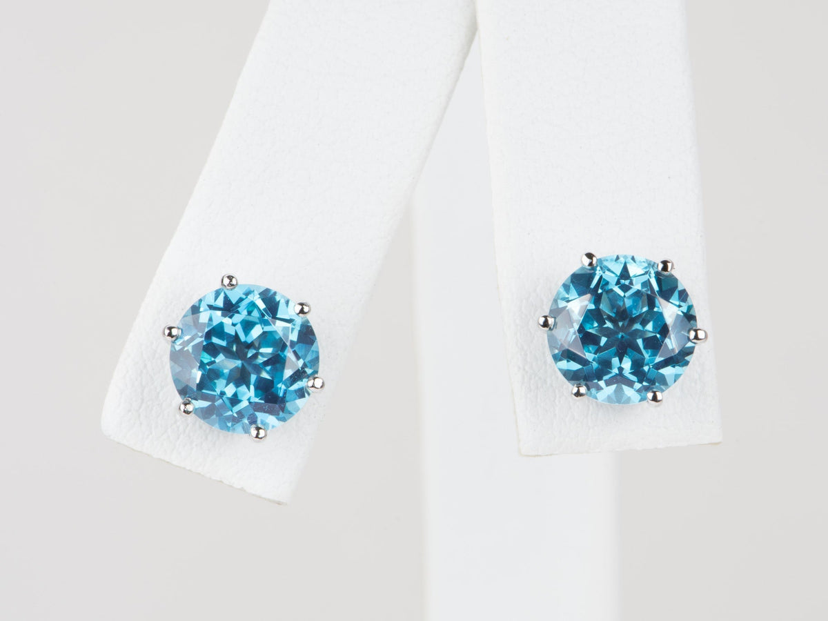 2ct Paraiba-Color Lab Sapphire Earrings 14K White Gold R3135 Aurora Designer