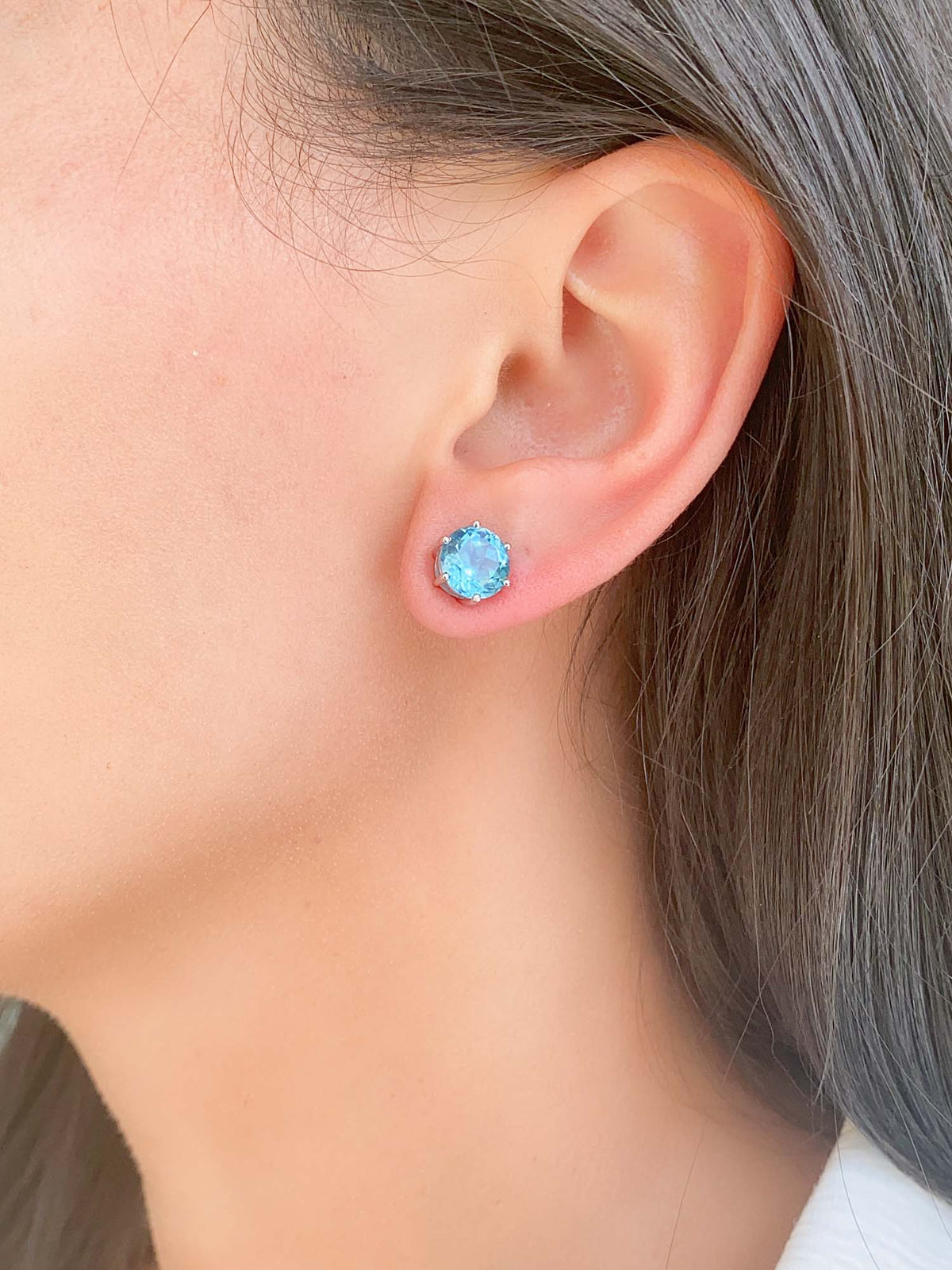 2ct Paraiba-Color Lab Sapphire Earrings 14K White Gold R3135 Aurora Designer