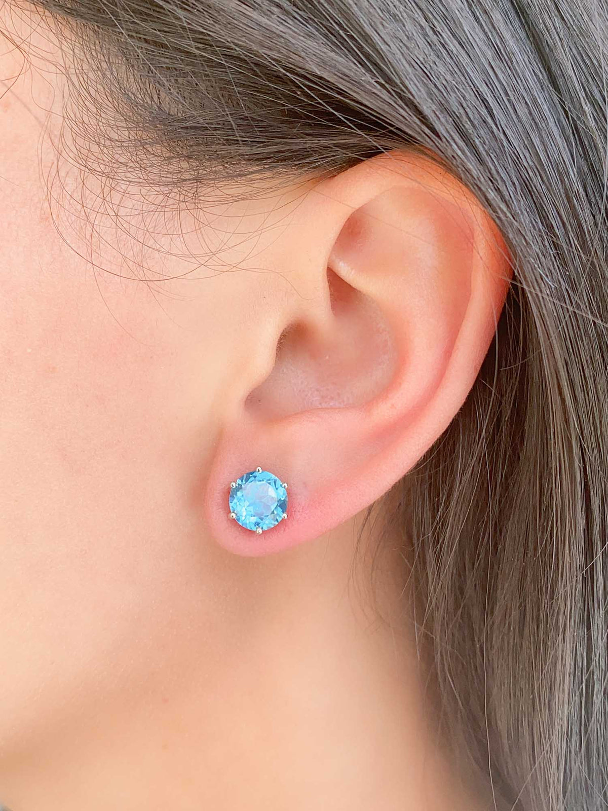 2ct Paraiba-Color Lab Sapphire Earrings 14K White Gold R3135 Aurora Designer