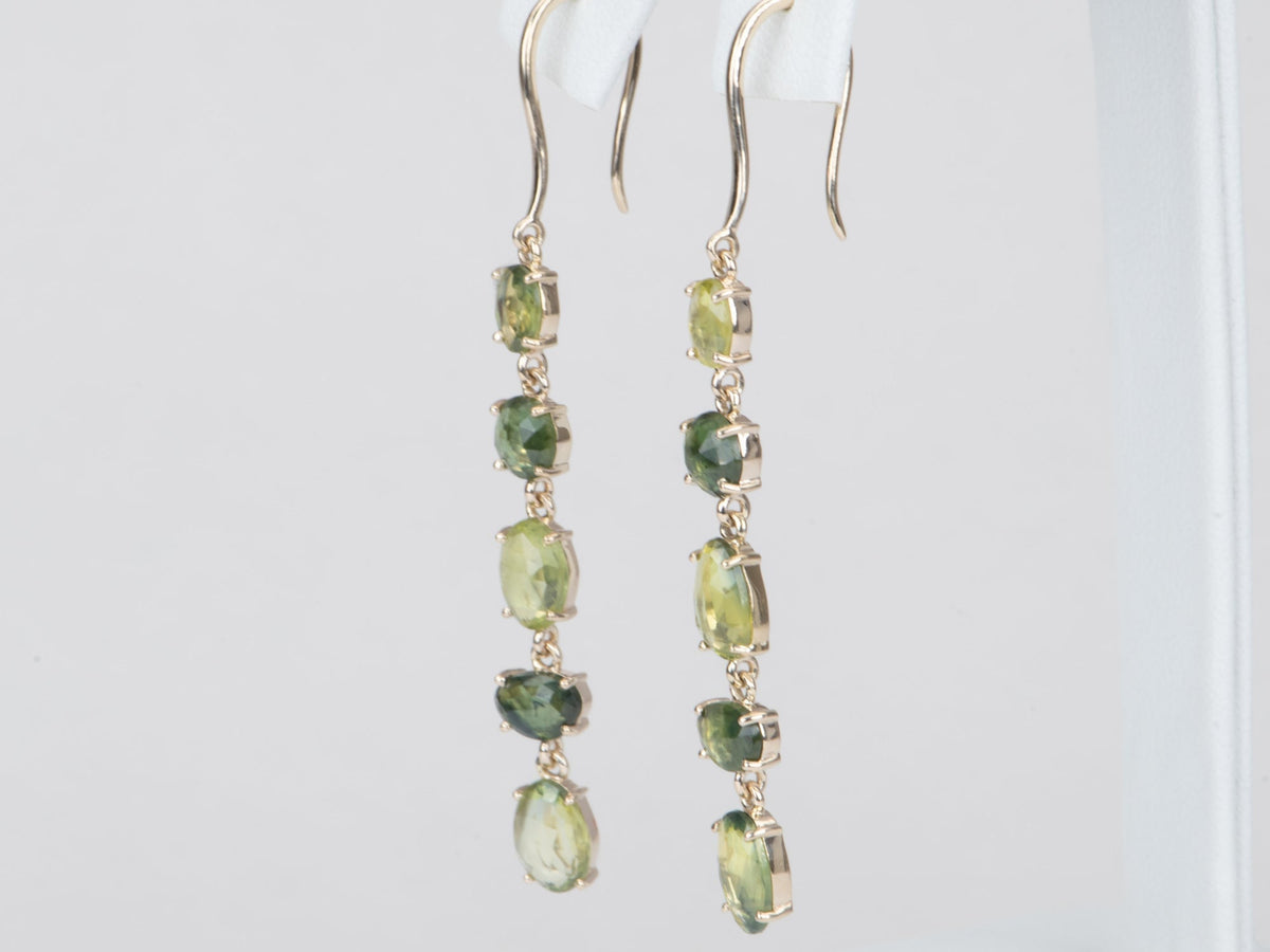 Custom Listing for Anita*** 6.64ct Rose Cut Madagascar Sapphire Dangle Earrings 9K Gold R3138 Aurora Designer