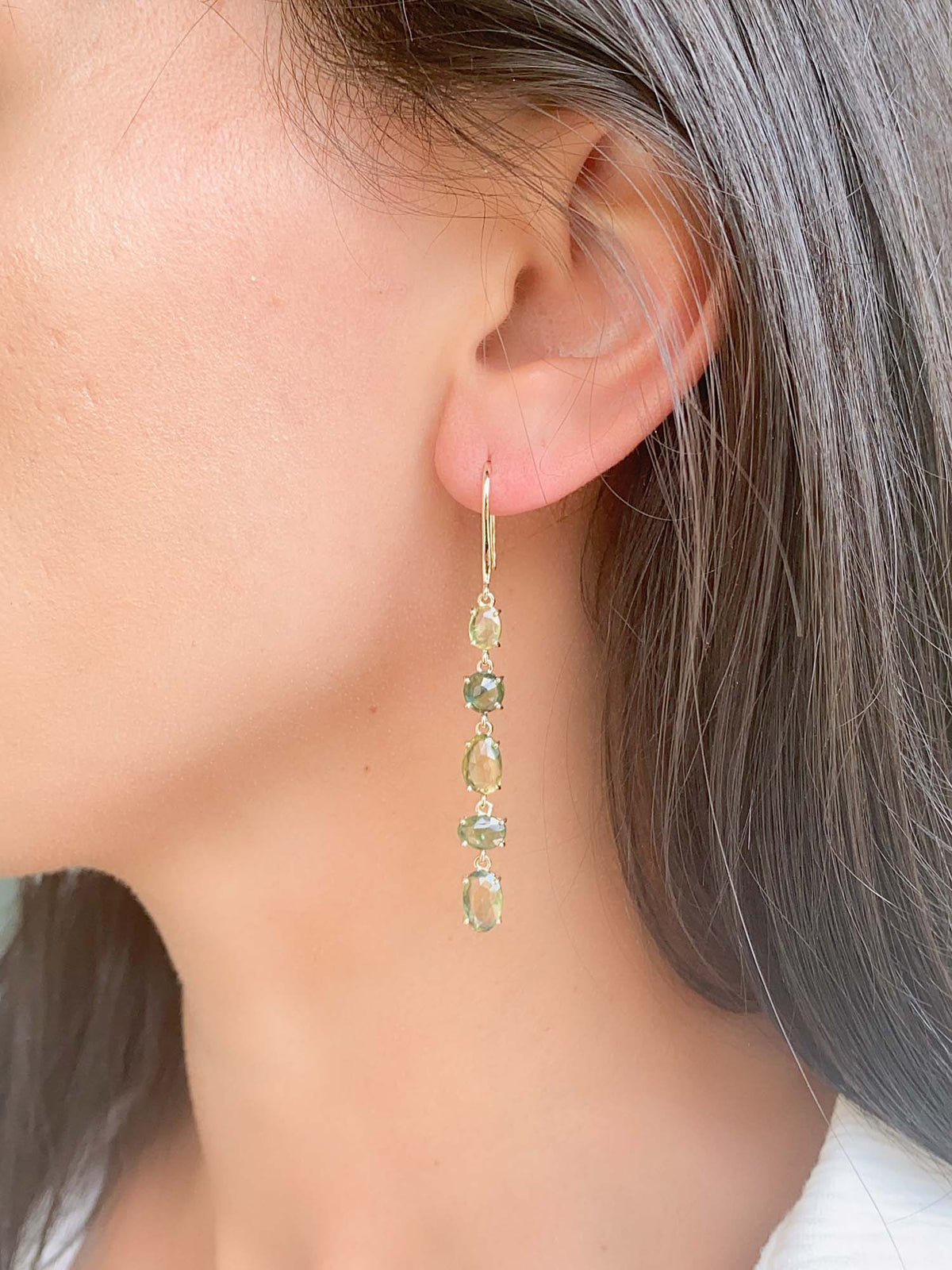 Custom Listing for Anita*** 6.64ct Rose Cut Madagascar Sapphire Dangle Earrings 9K Gold R3138 Aurora Designer