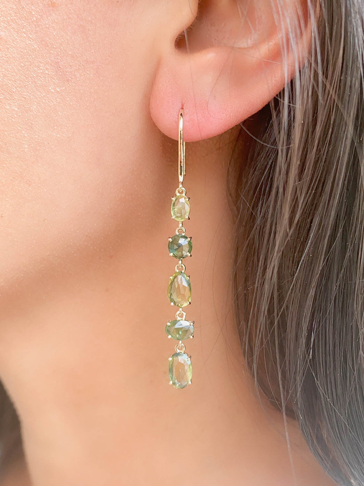Custom Listing for Anita*** 6.64ct Rose Cut Madagascar Sapphire Dangle Earrings 9K Gold R3138 Aurora Designer