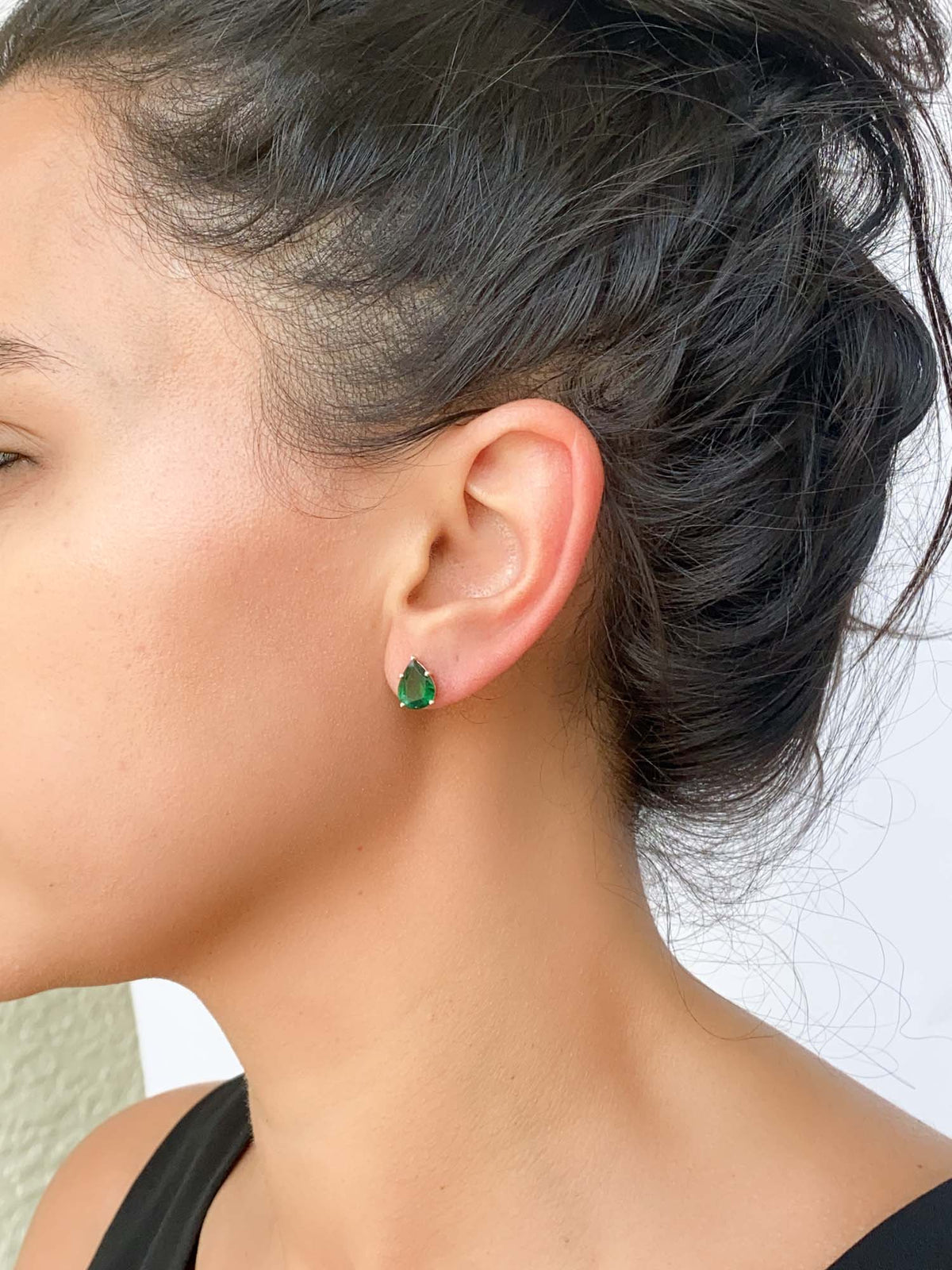 2.65ct Pear-Shape Emerald Stud Earrings 14K Gold R3141 Aurora Designer