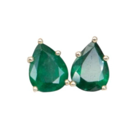 2.65ct Pear-Shape Emerald Stud Earrings 14K Gold R3141 Aurora Designer