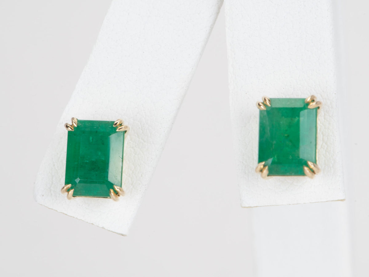 3.33ct Rich Green Emerald Stud Earrings 14K Gold R3142 Aurora Designer