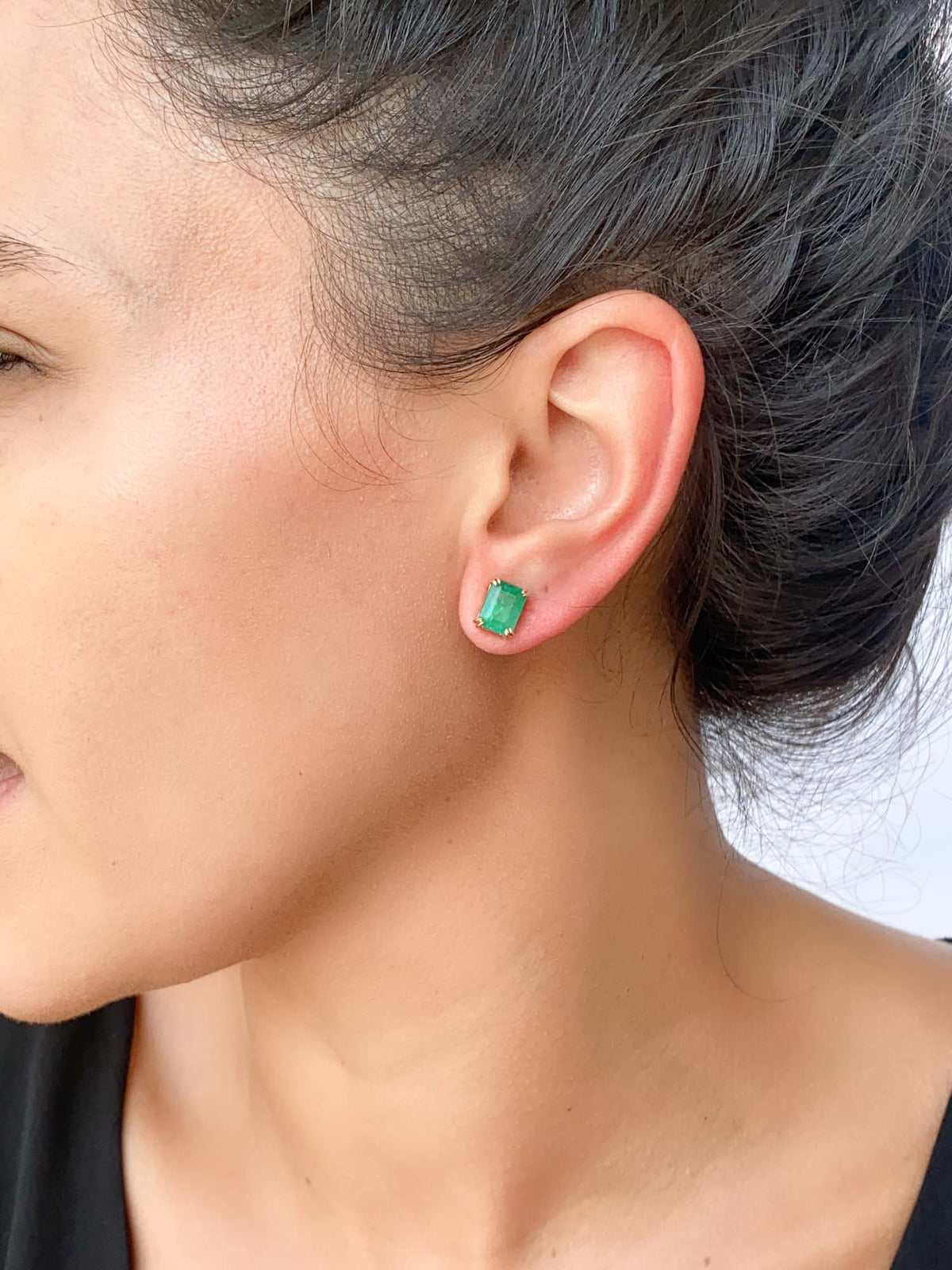 3.33ct Rich Green Emerald Stud Earrings 14K Gold R3142 Aurora Designer