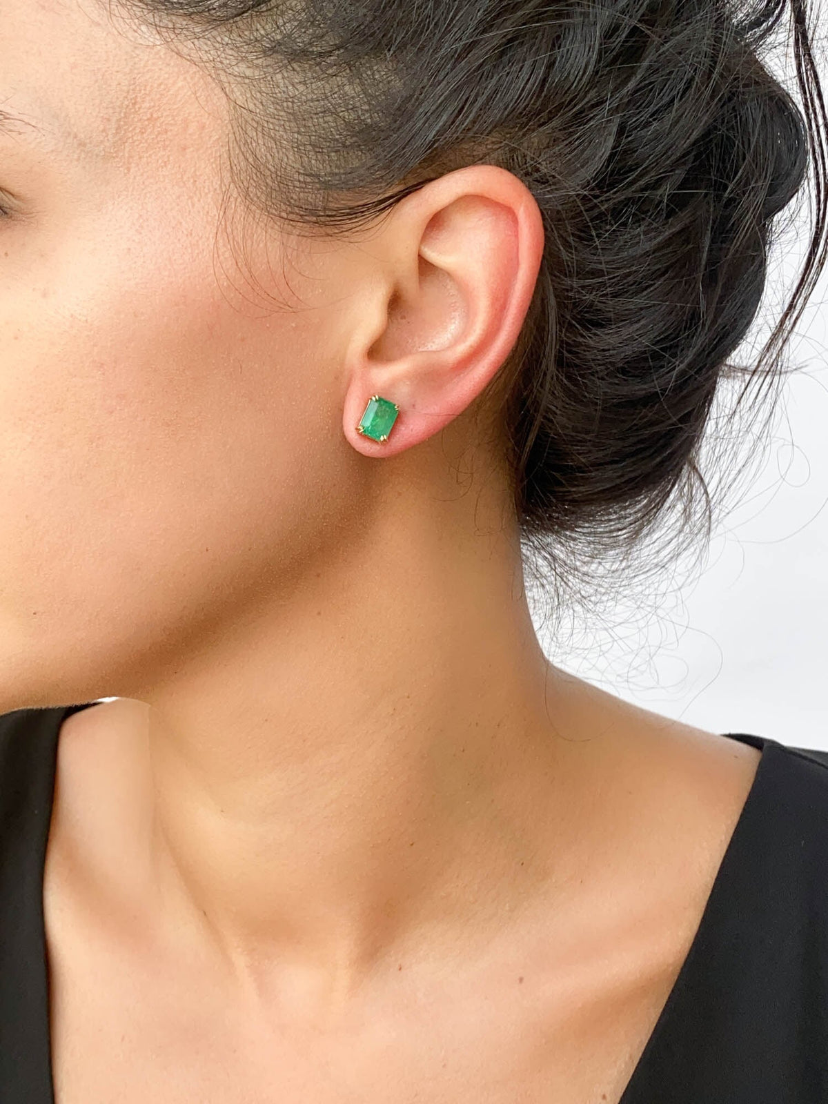 3.33ct Rich Green Emerald Stud Earrings 14K Gold R3142 Aurora Designer