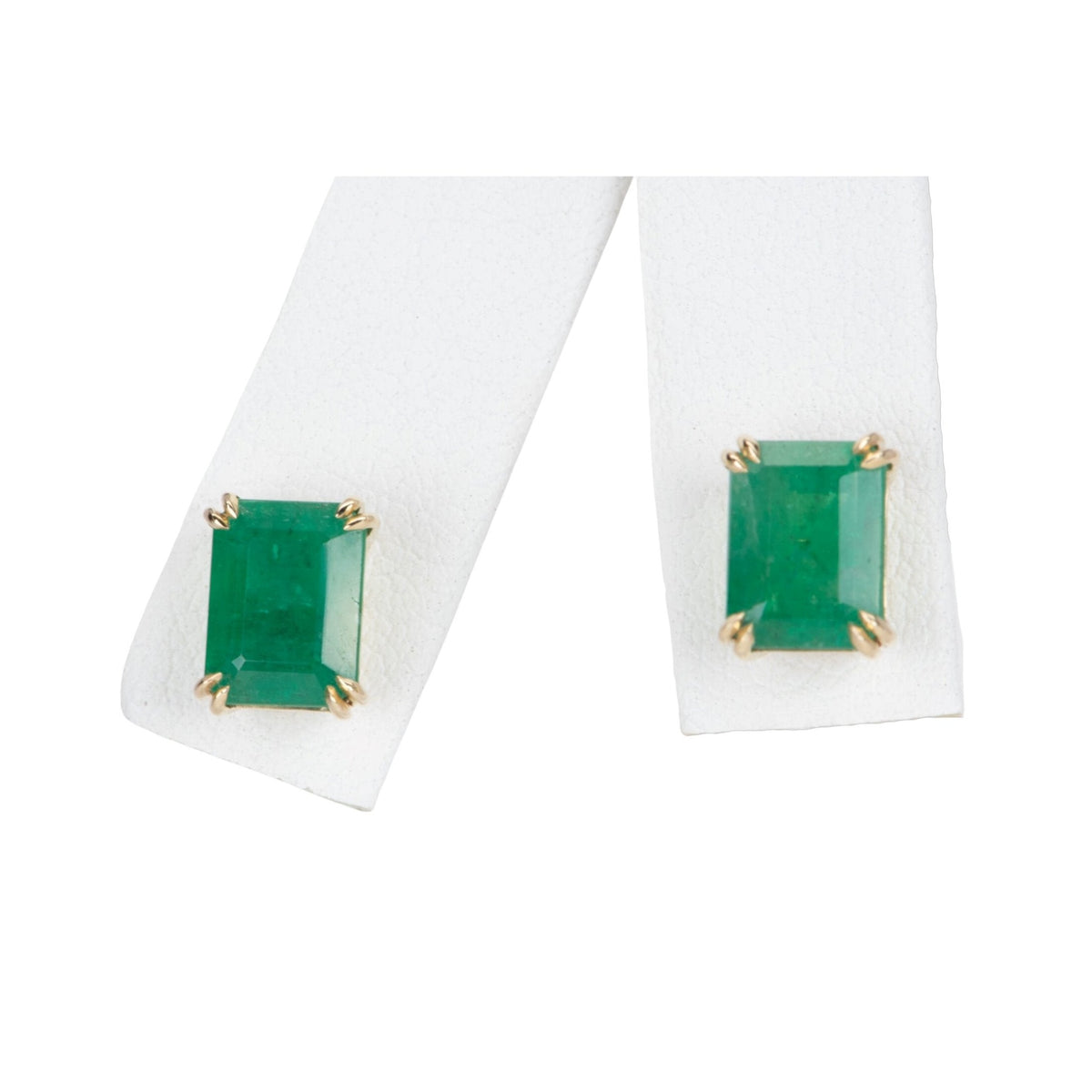 3.33ct Rich Green Emerald Stud Earrings 14K Gold R3142 Aurora Designer