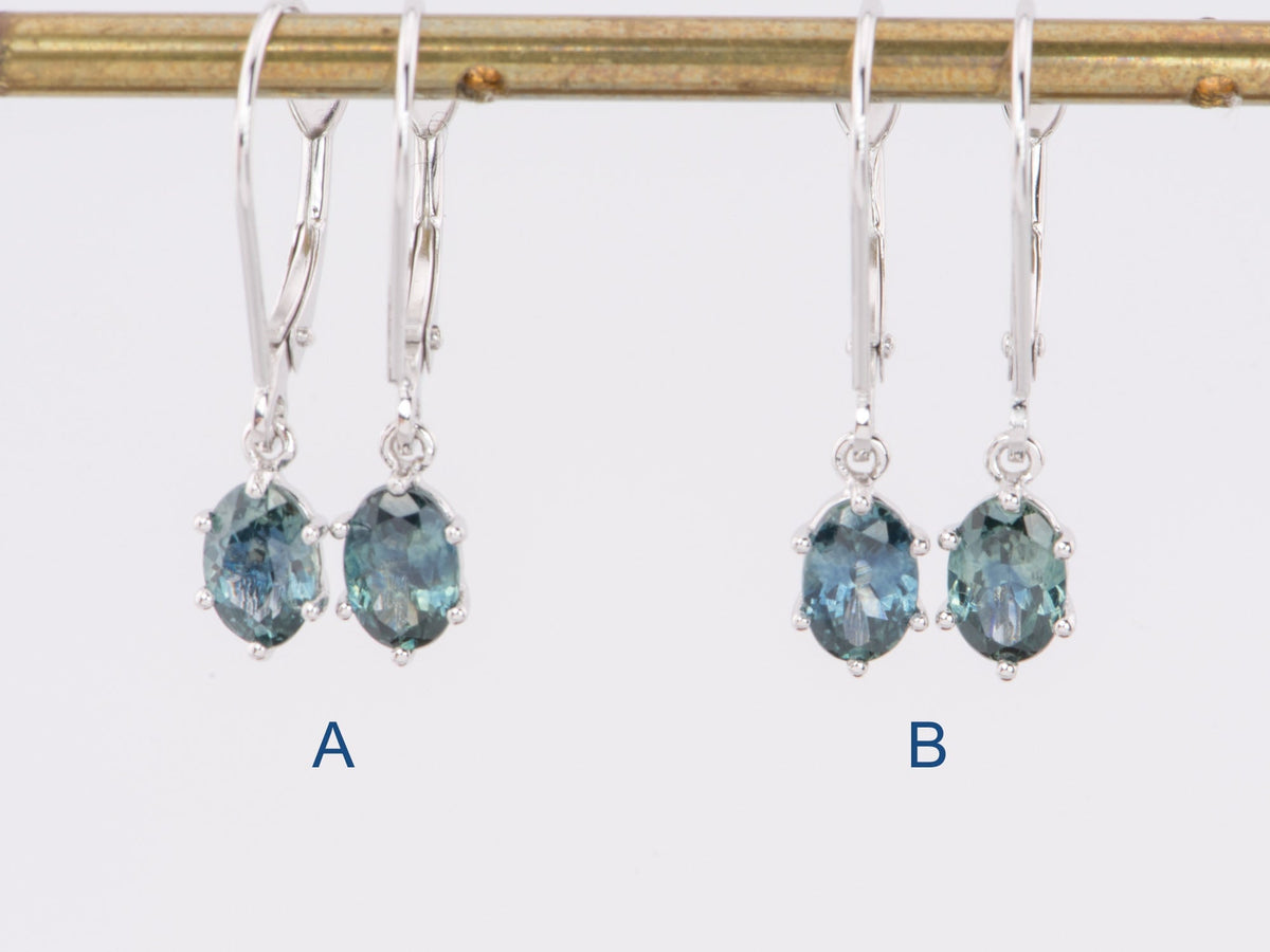 Teal Montana Sapphire Leverback Earrings 14K White Gold R3148 Aurora Designer