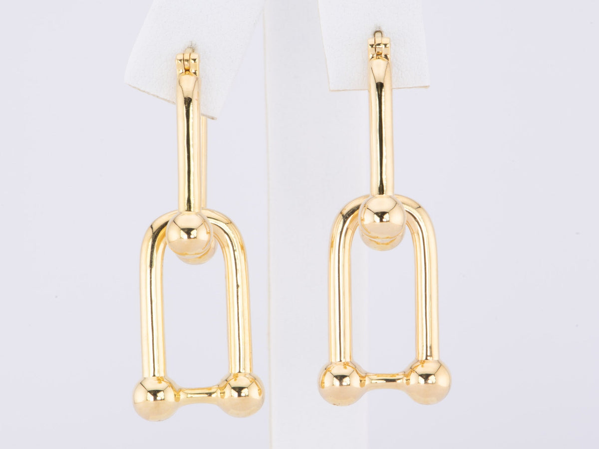 Large Horseshoe Earrings Real 18K Gold R3151 Aurora Designer