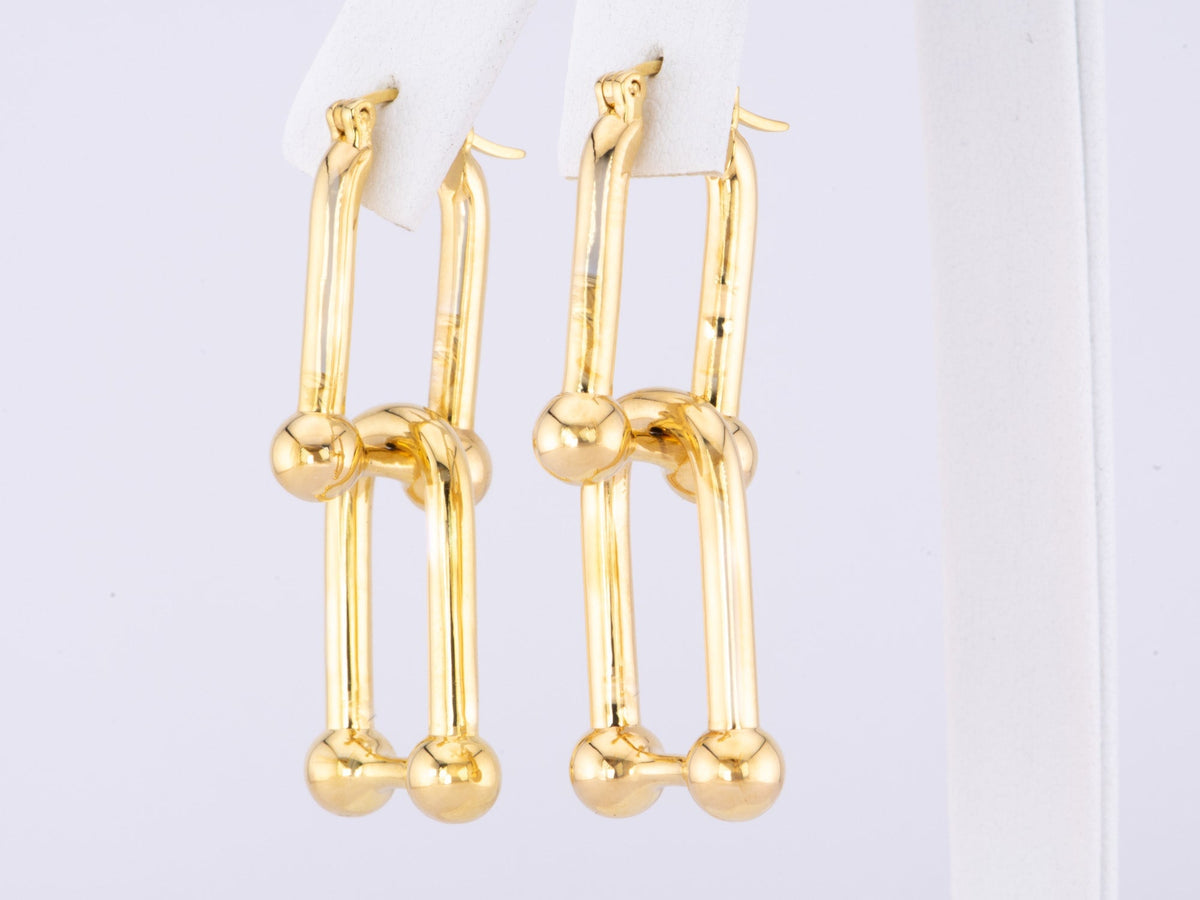 Large Horseshoe Earrings Real 18K Gold R3151 Aurora Designer