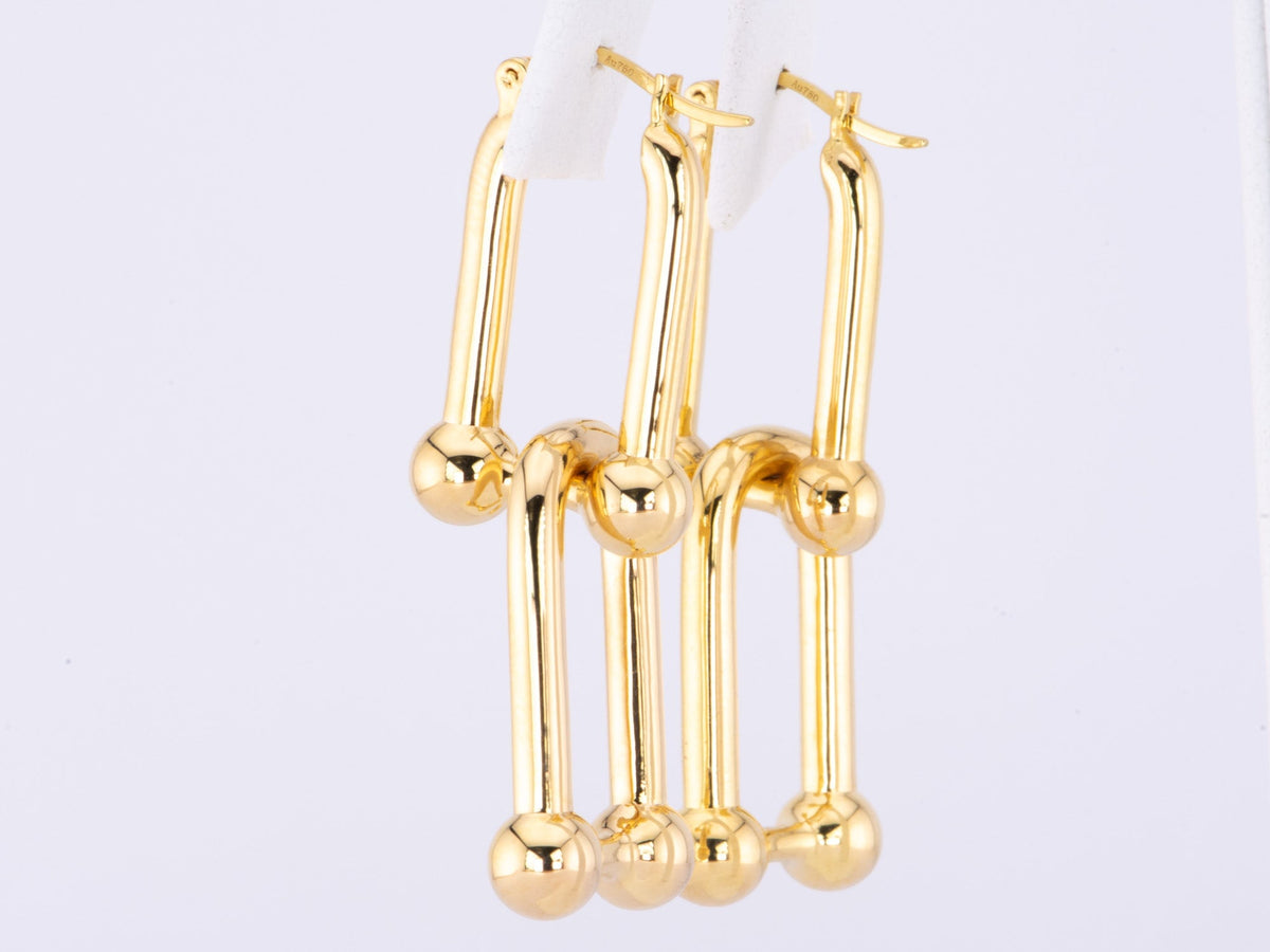 Large Horseshoe Earrings Real 18K Gold R3151 Aurora Designer