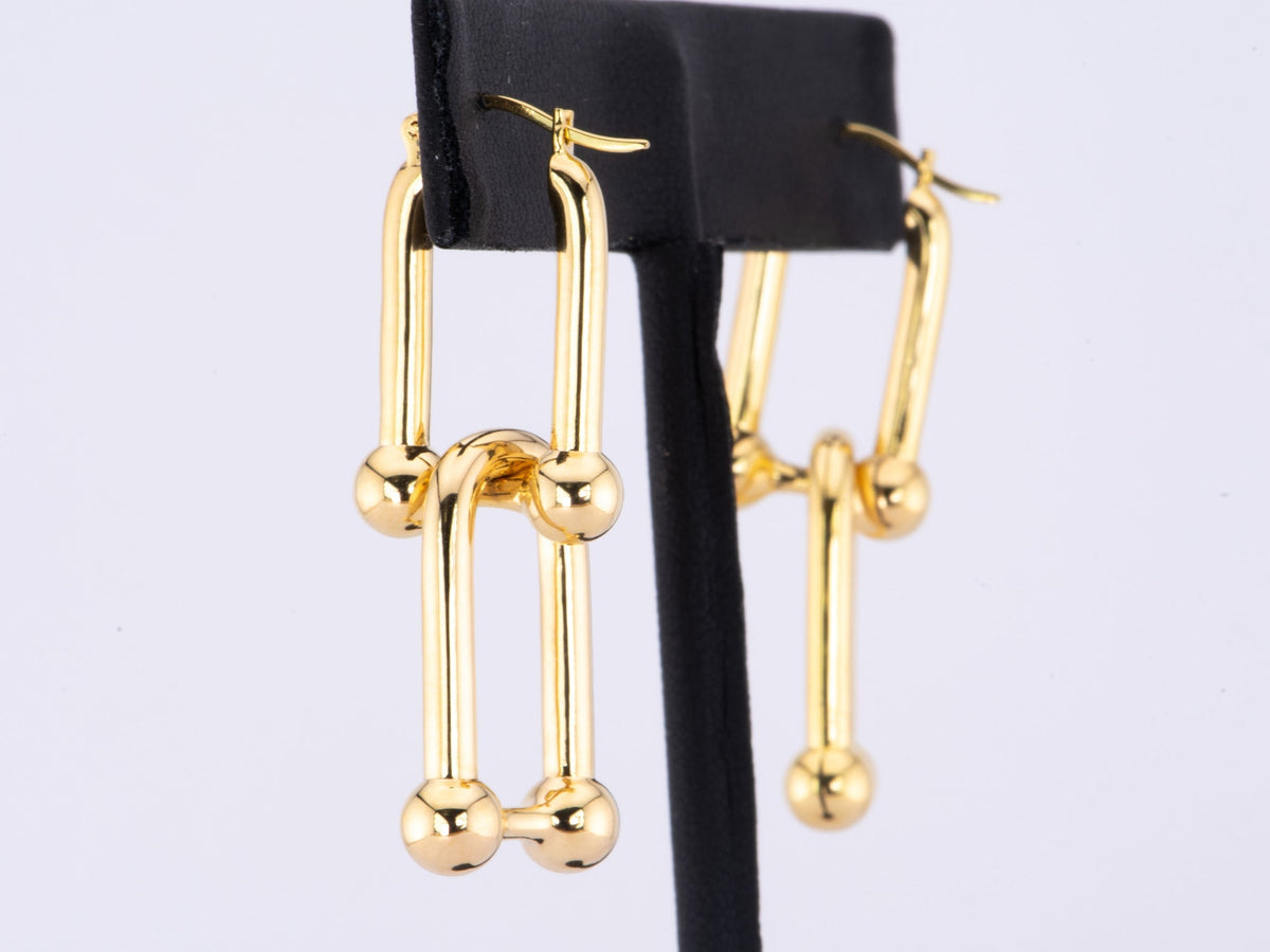 Large Horseshoe Earrings Real 18K Gold R3151 Aurora Designer