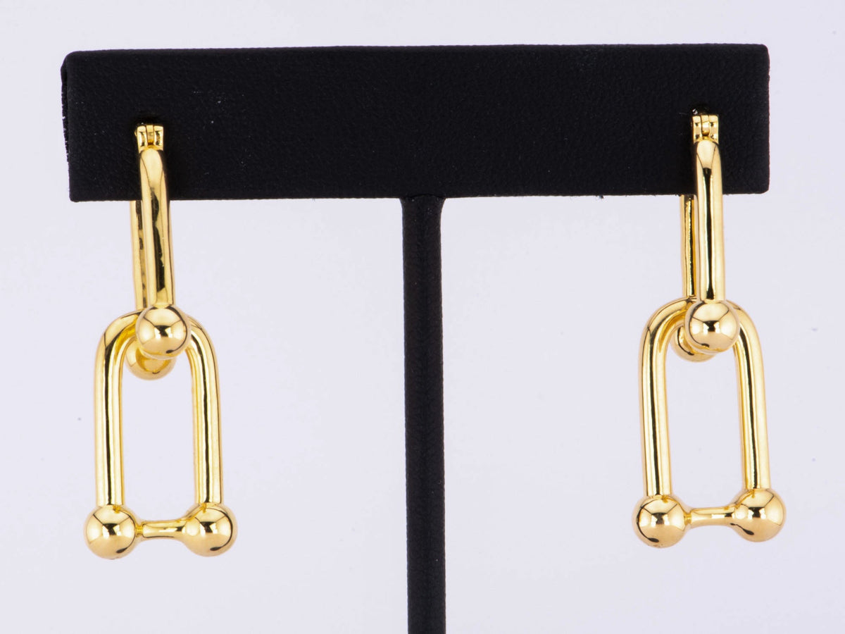 Large Horseshoe Earrings Real 18K Gold R3151 Aurora Designer
