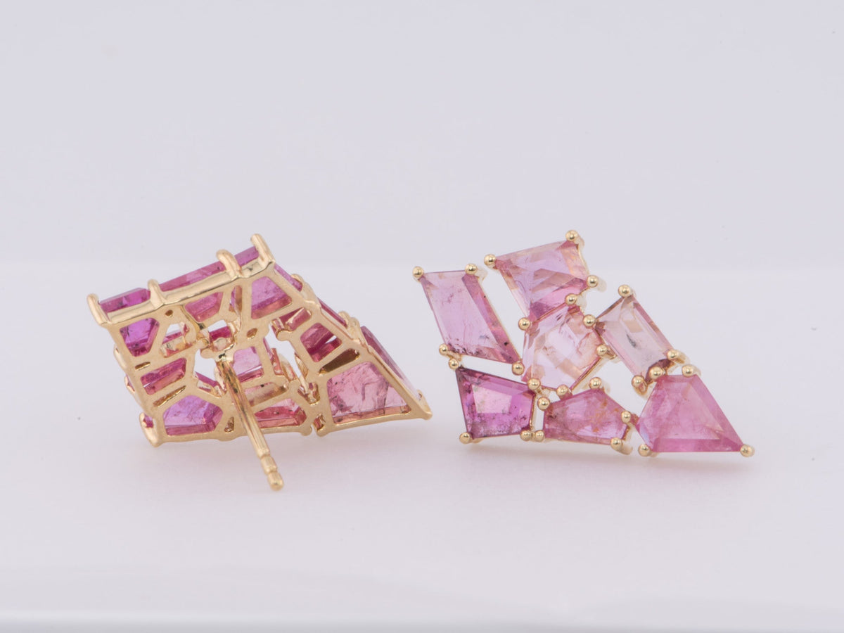 Rose Cut Winza Ruby Large Kite Shape Cluster Earrings 9K Gold R3156 Aurora Designer