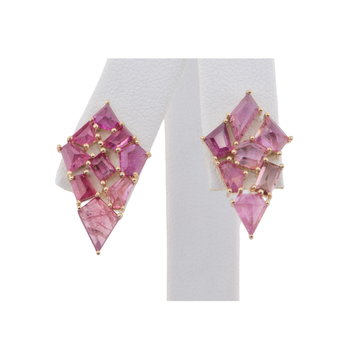 Rose Cut Winza Ruby Large Kite Shape Cluster Earrings 9K Gold R3156 Aurora Designer