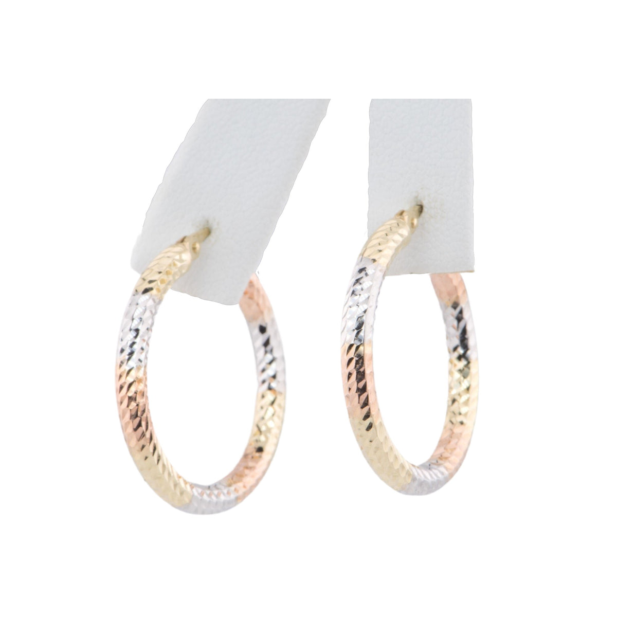 26mm Tri-Color Diamond Cut Hoop Earrings 14K Gold R3160 Aurora Designer