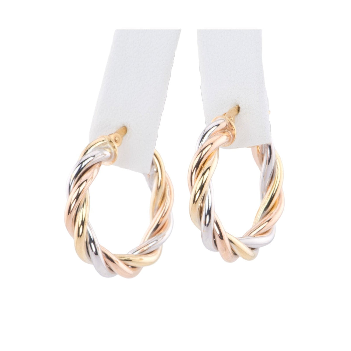 24mm Tri-Color Twist Hoop Earrings 14K Gold R3166 Aurora Designer