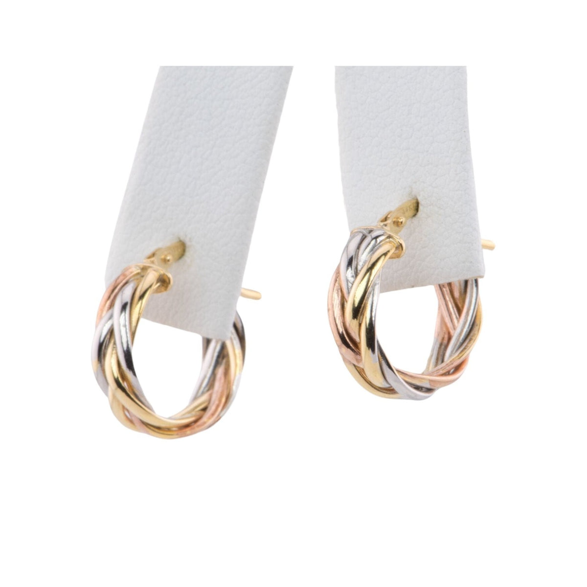 16mm Tri-Color Braided Hoop Earrings 14K Gold R3167 Aurora Designer