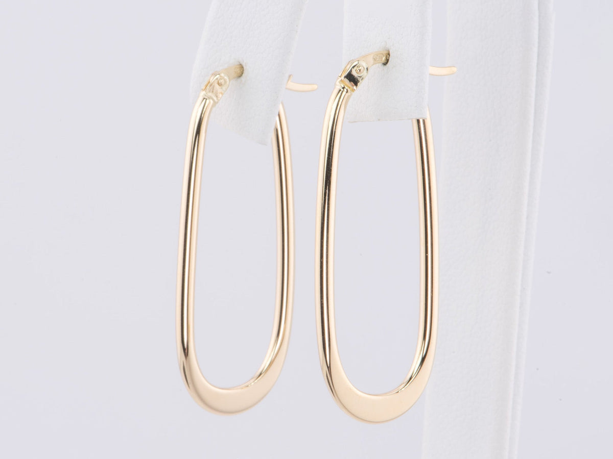Long Rectangle Hoop Earrings 14K Gold R3170 Aurora Designer
