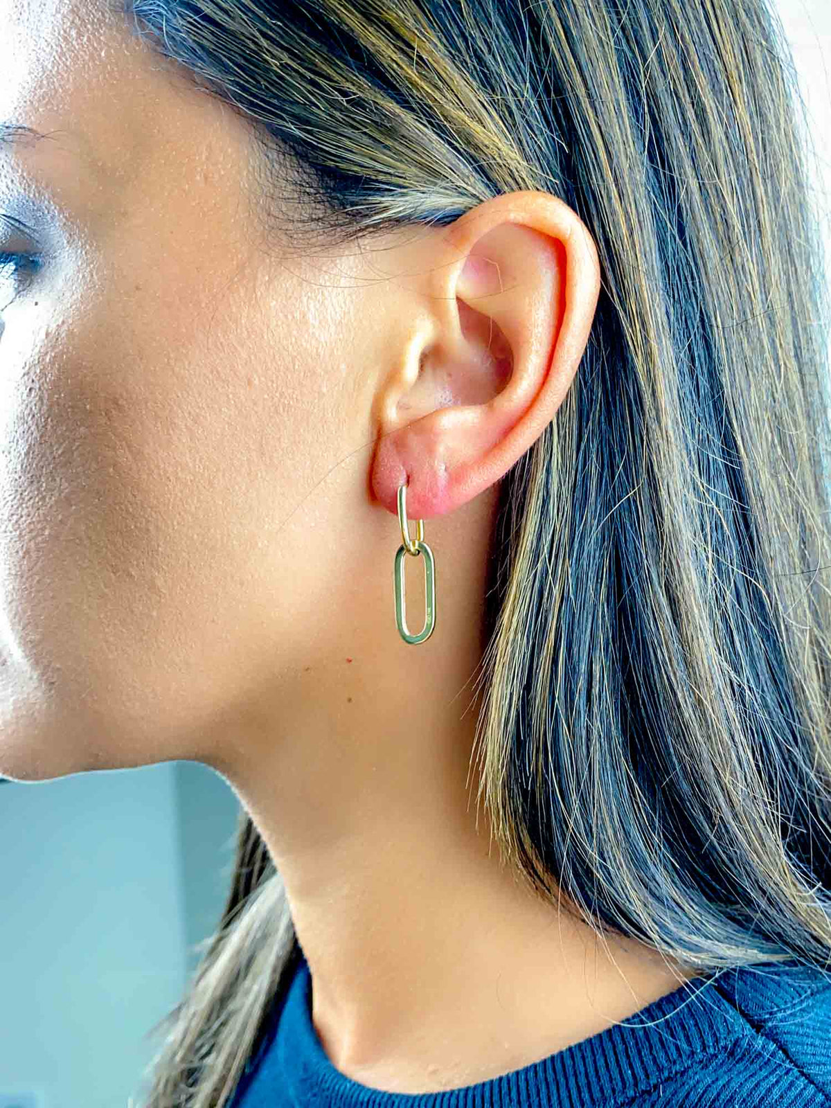Double Rectangle Dangle Earrings 28x7mm 14K Gold R3172 Aurora Designer