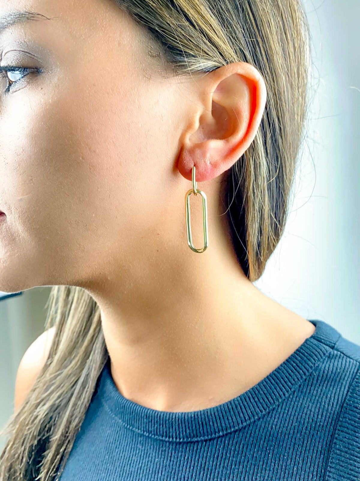 Double Rectangle Long Dangle Earrings 41x9mm 14K Gold R3173 Aurora Designer