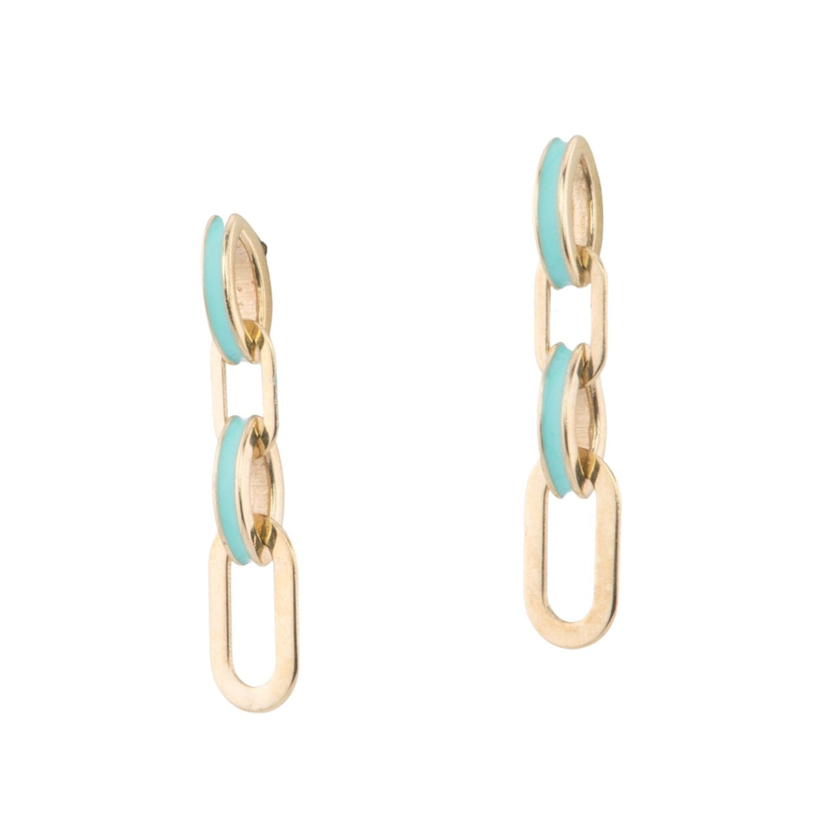 Small Loop Earrings with Blue Enamel 14K Gold 26x6mm R3178 Aurora Designer