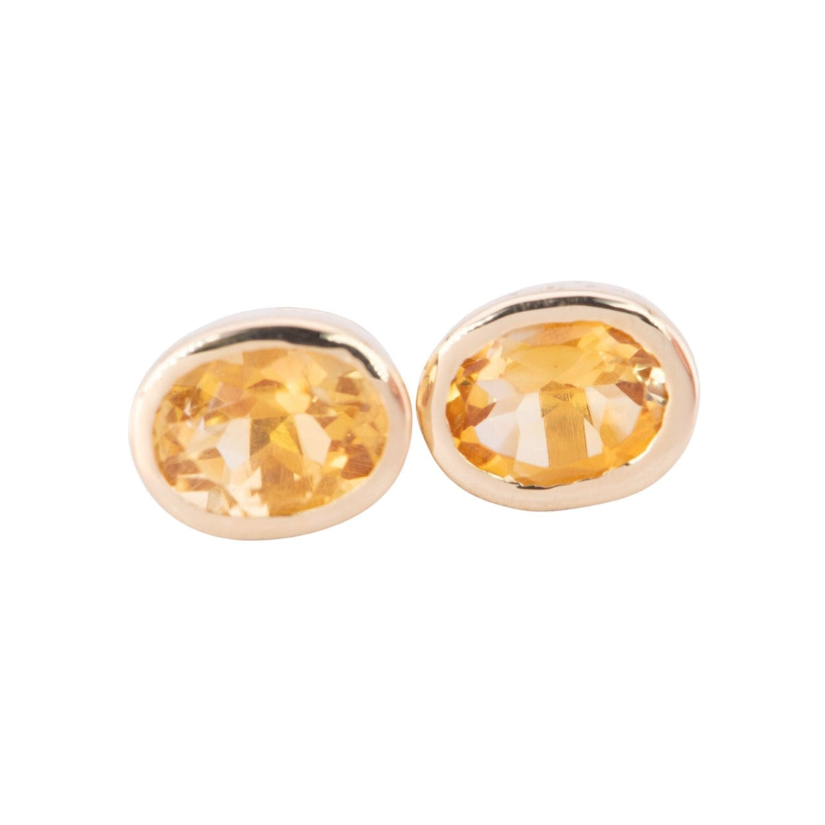 Citrine Bezel Set Ear Studs 14K Gold R3195 Aurora Designer