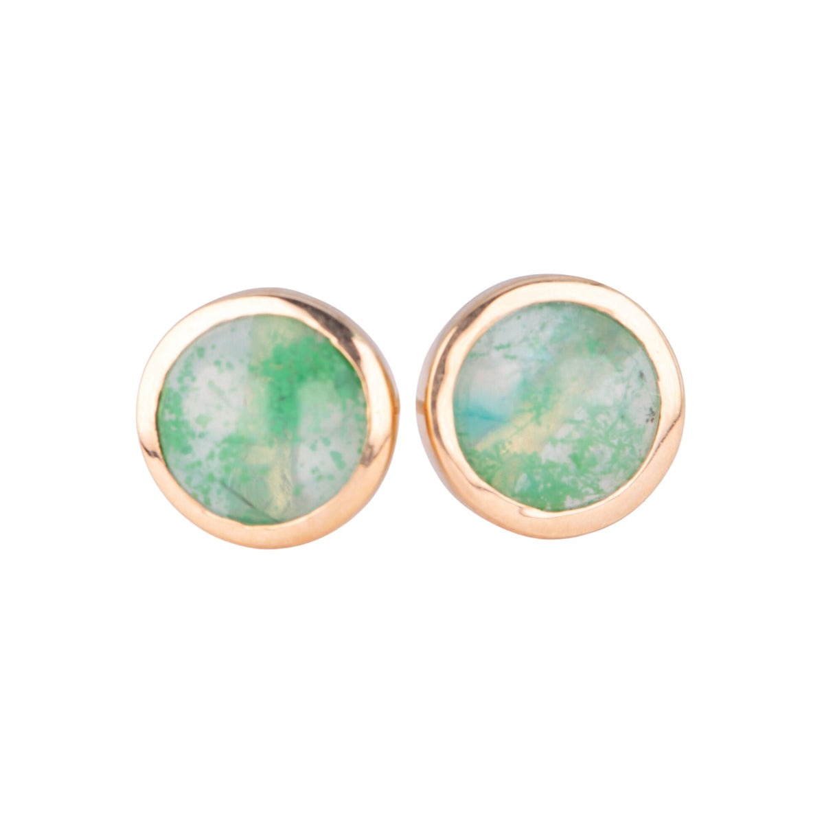 Gem Silica Bezel Set Ear Studs 14K Gold R3198 Aurora Designer