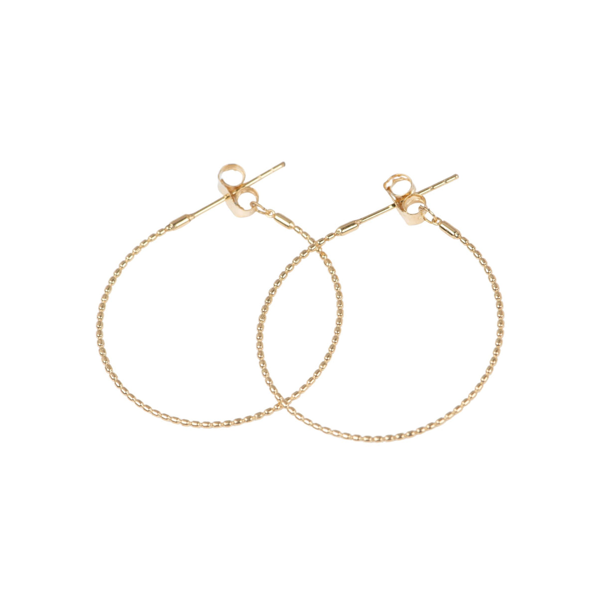 Solid 18K Gold 20mm Dainty Ear Hoops Loop Hang Dangles Charms R3212 Aurora Designer