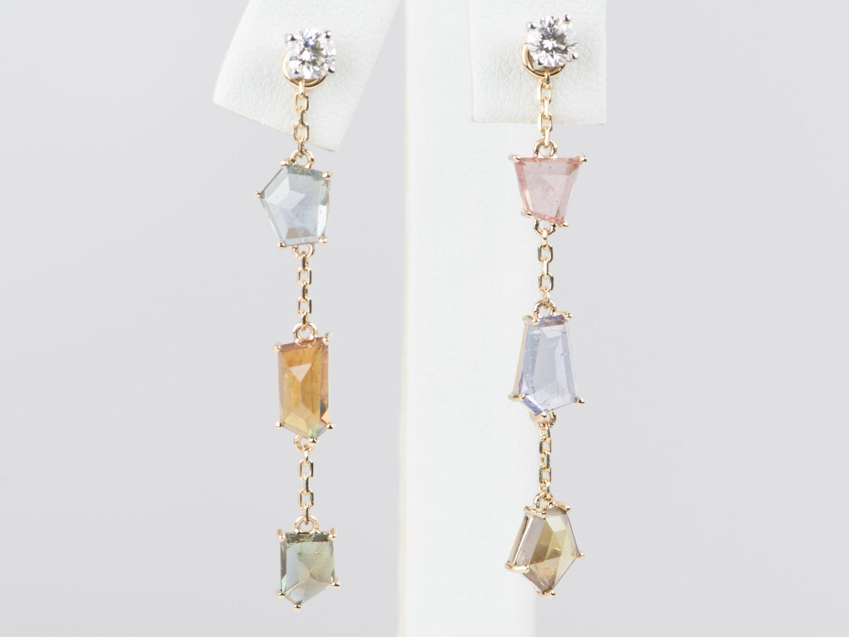 5.34ct Umba Sapphire Long Ear Dangles 9K Gold R3220 Aurora Designer