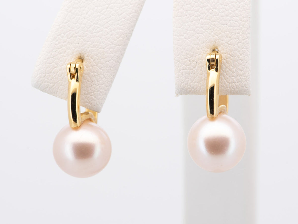 18K Gold Pearl Earrings Everyday Classic Jewelry R3235 Aurora Designer