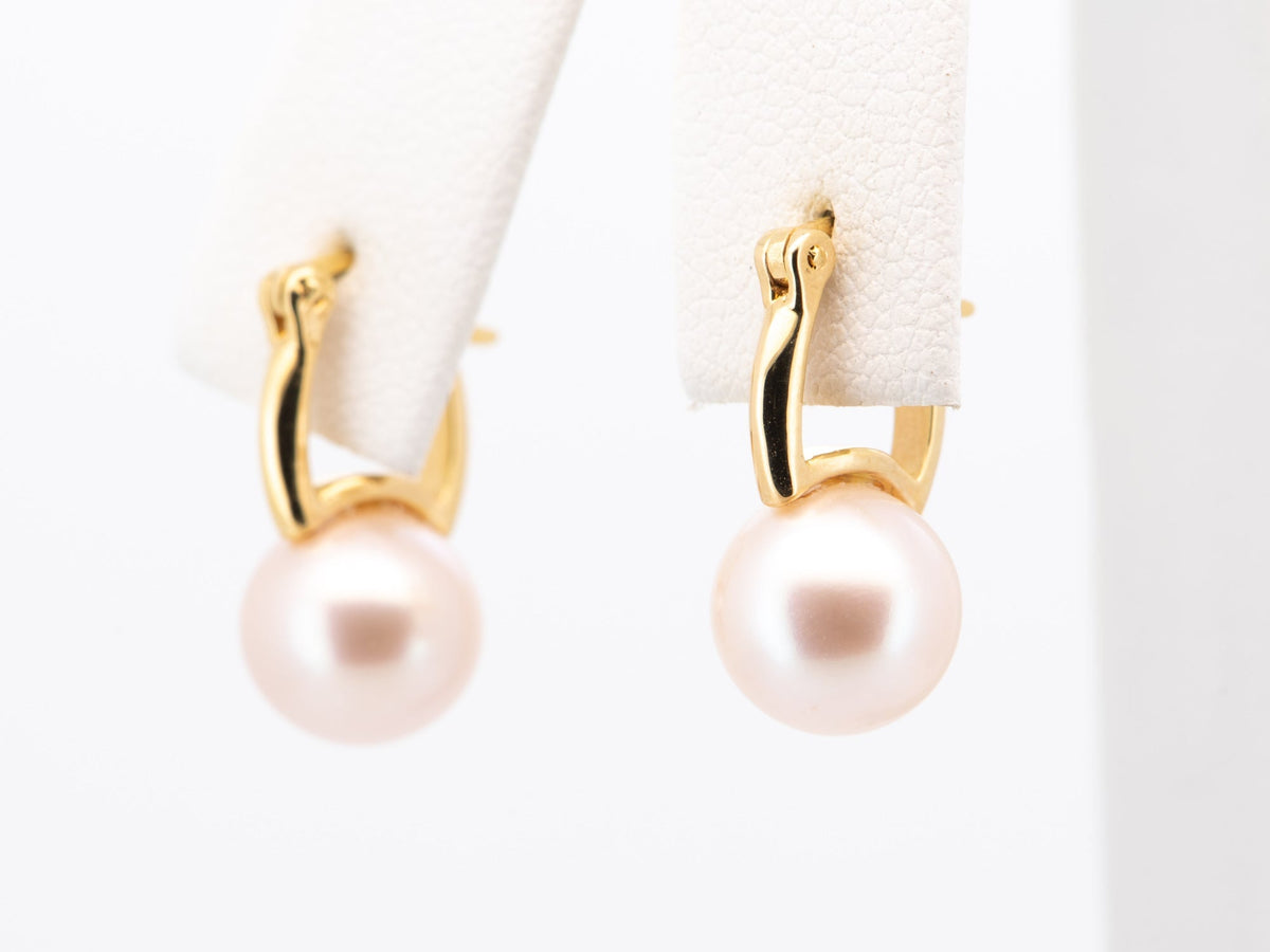 18K Gold Pearl Earrings Everyday Classic Jewelry R3235 Aurora Designer