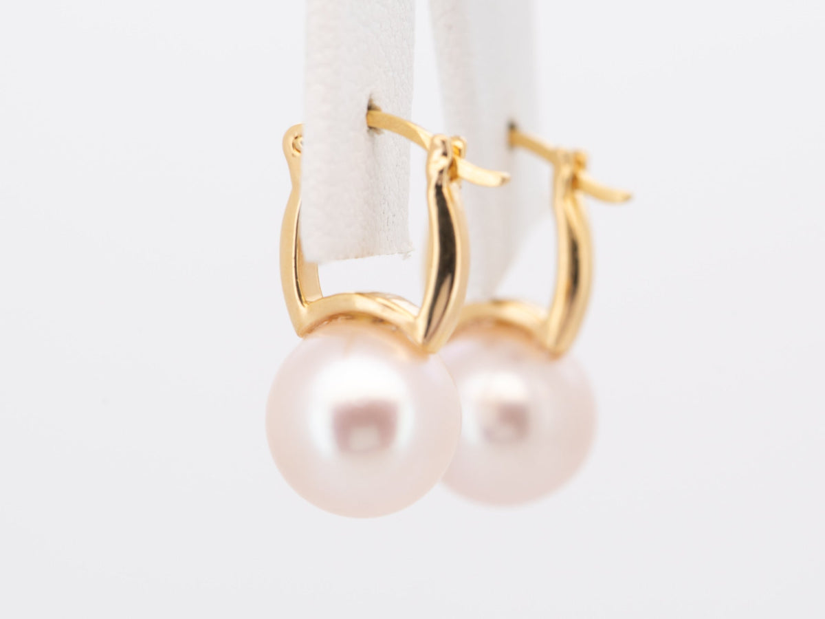 18K Gold Pearl Earrings Everyday Classic Jewelry R3235 Aurora Designer