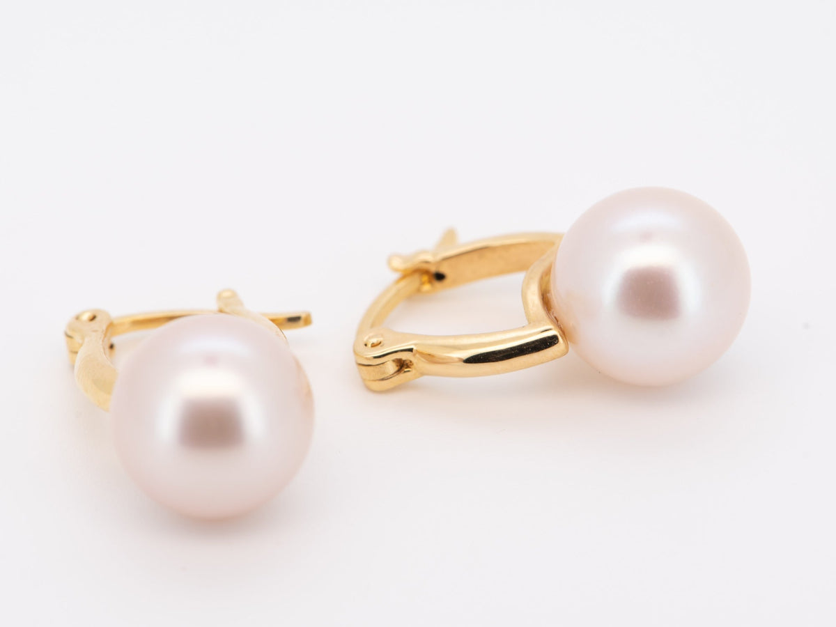 18K Gold Pearl Earrings Everyday Classic Jewelry R3235 Aurora Designer