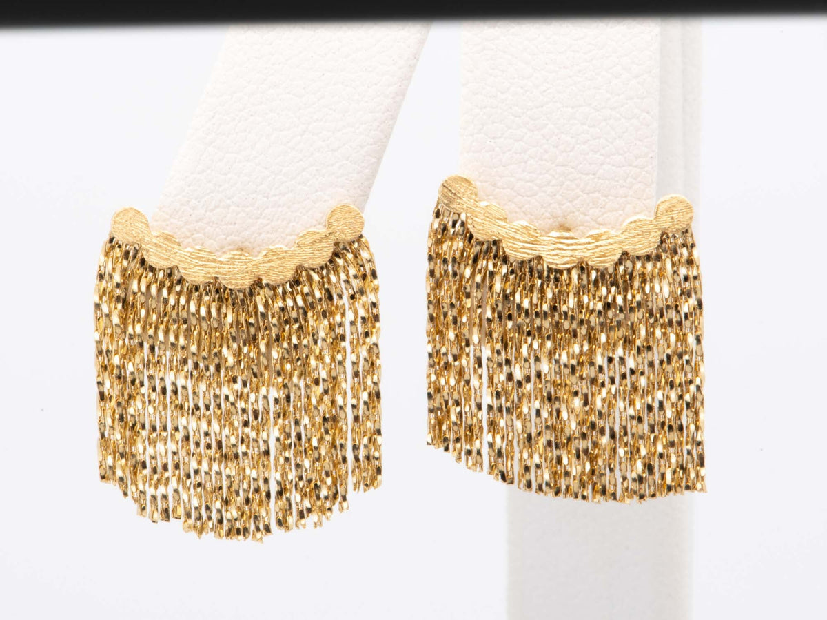18K Gold "Hula Skirt" Fringe Earrings 3.13g R3240 Aurora Designer
