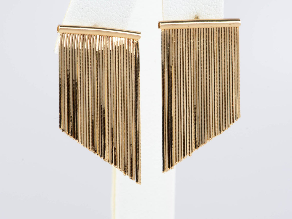 18K Gold Slinky Snake Chain Fringe Earrings R3241 Aurora Designer