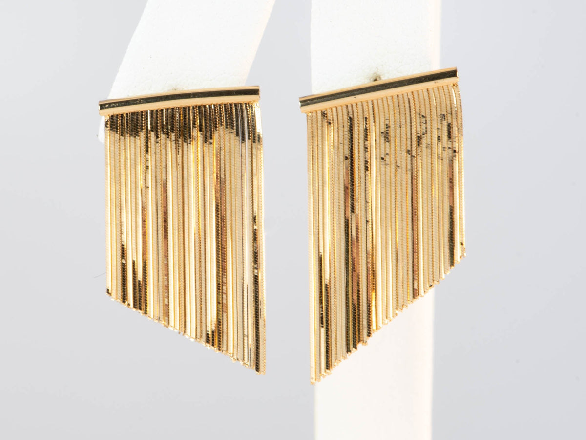 18K Gold Slinky Snake Chain Fringe Earrings R3241 Aurora Designer