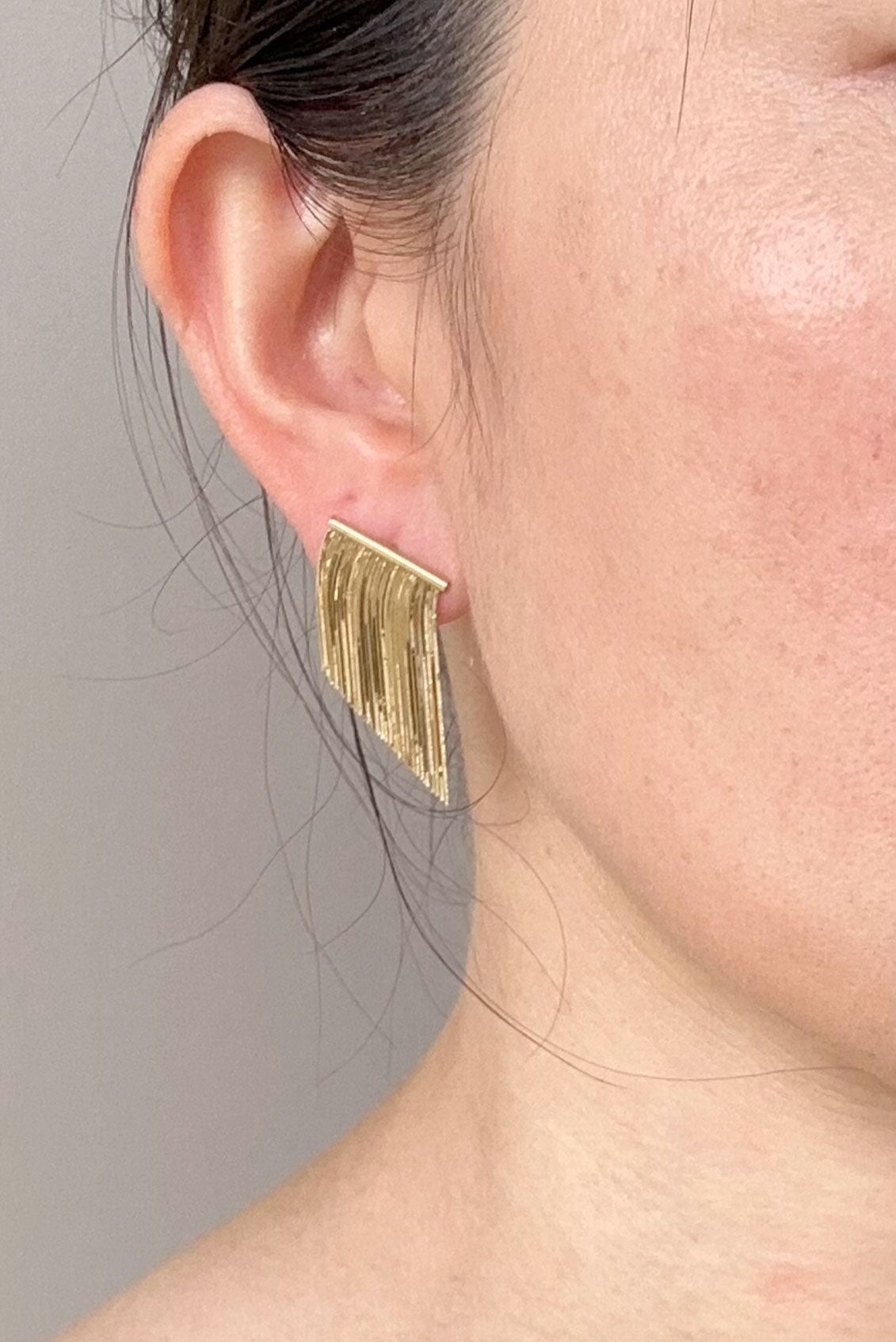 18K Gold Slinky Snake Chain Fringe Earrings R3241 Aurora Designer