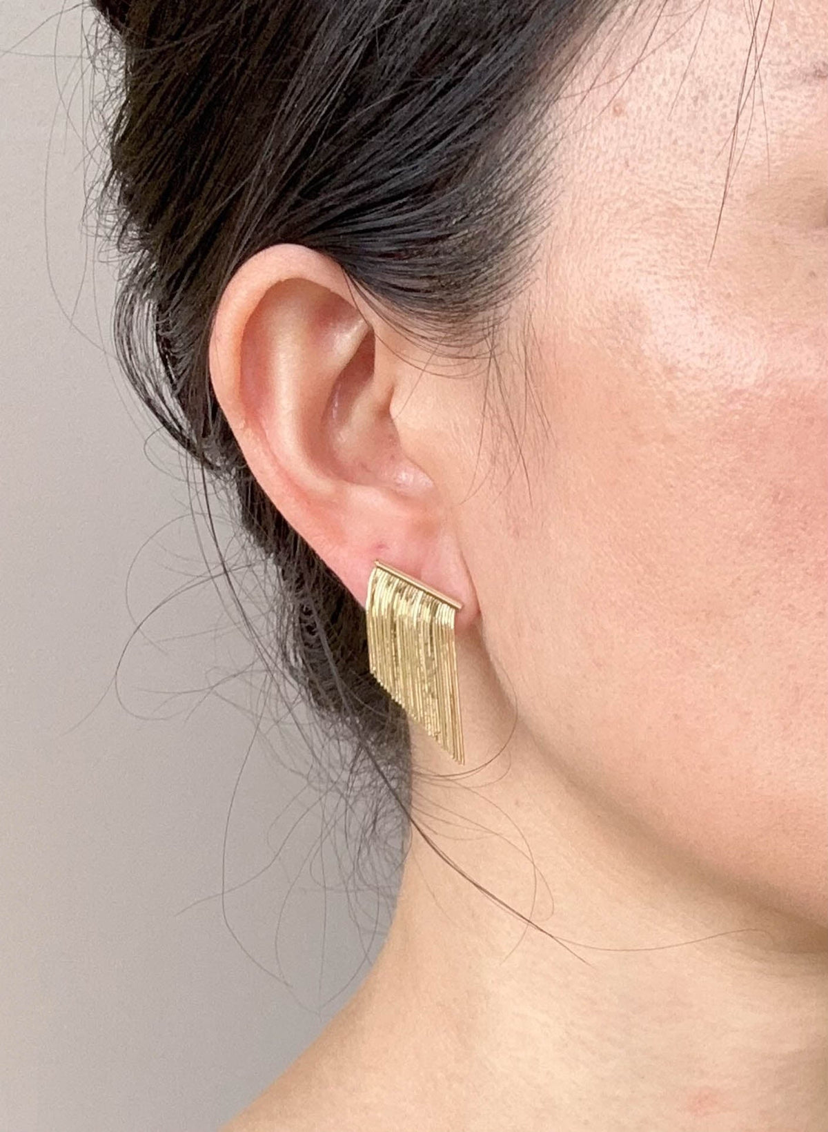 18K Gold Slinky Snake Chain Fringe Earrings R3241 Aurora Designer