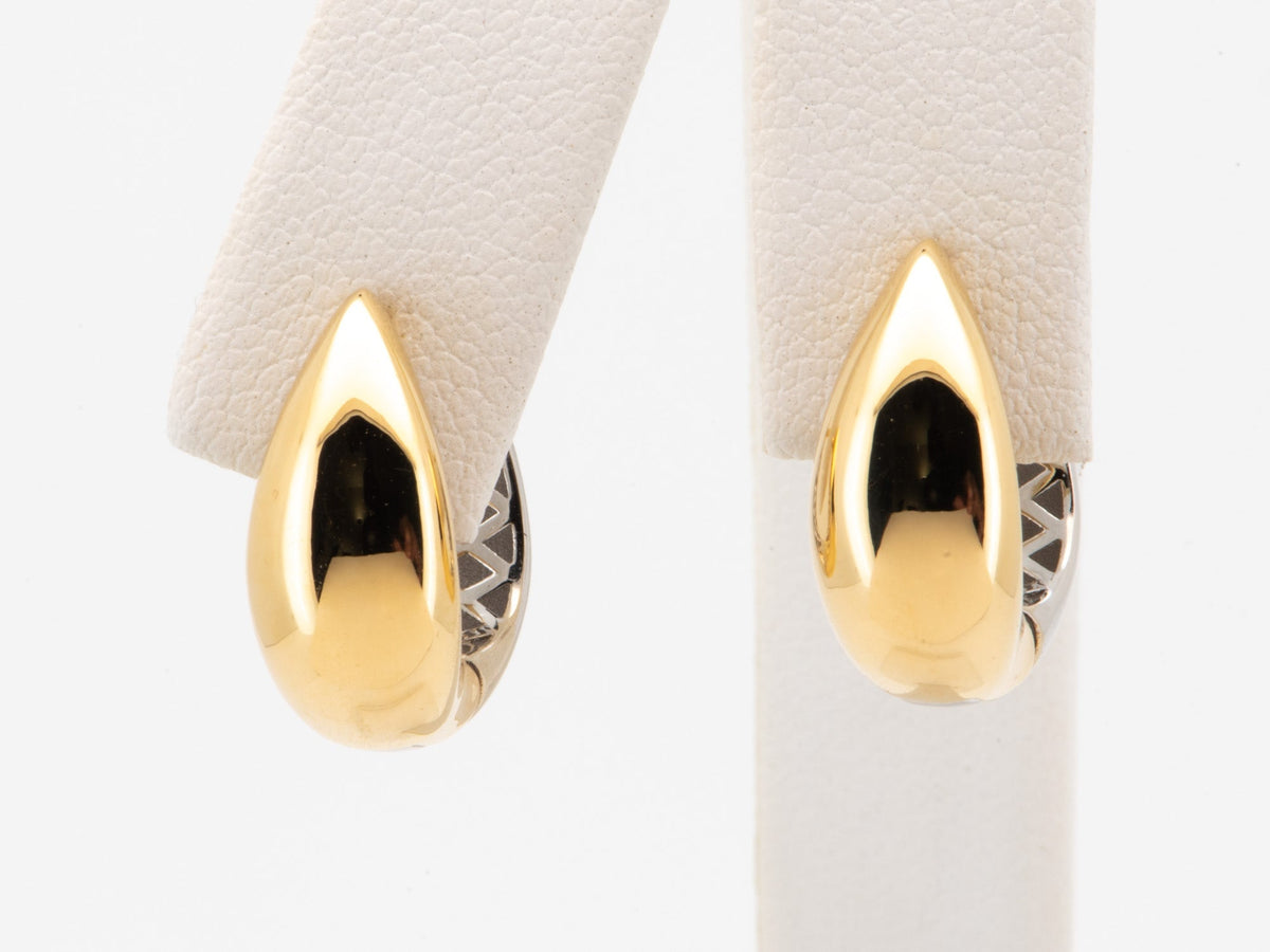 18K Gold Dual Tone Wear Both Sides Huggie Earrings 3.7g R3242 Aurora Designer