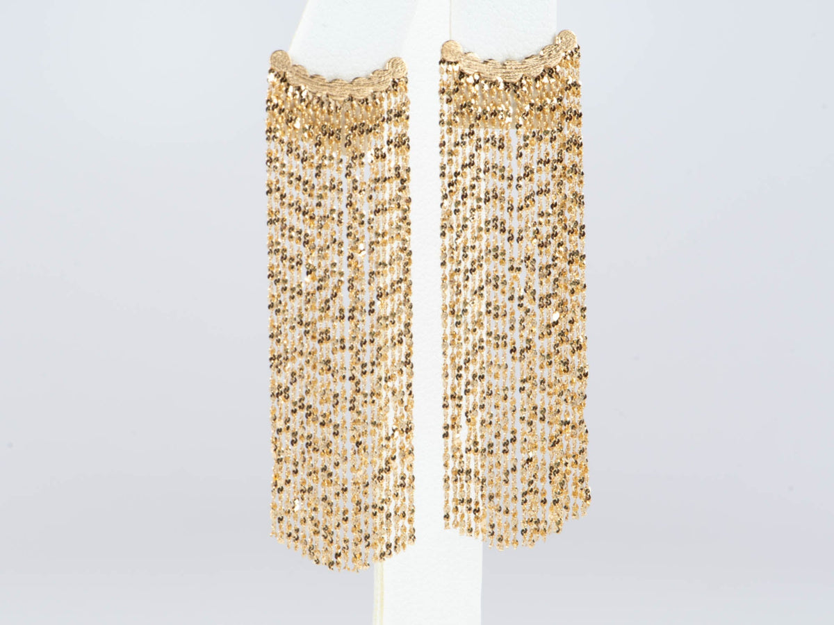 18K Gold Long "Hula Skirt" Fringe Earrings 4.89g R3243 Aurora Designer