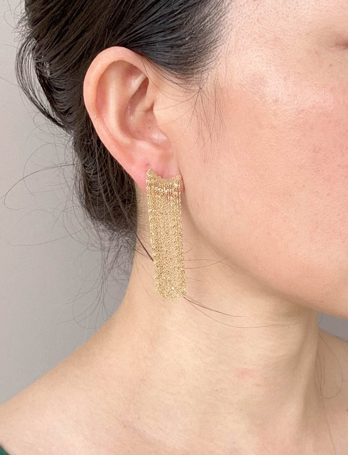 18K Gold Long "Hula Skirt" Fringe Earrings 4.89g R3243 Aurora Designer