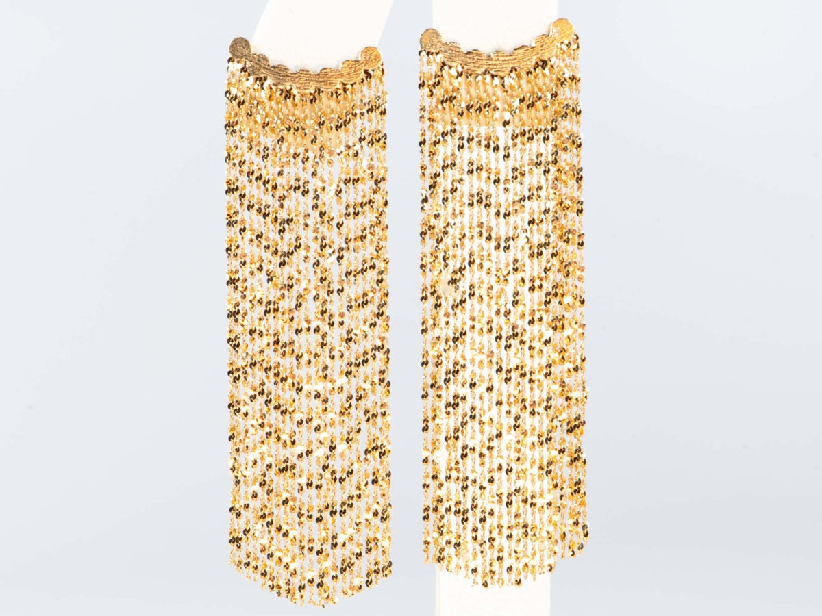 18K Gold Long "Hula Skirt" Fringe Earrings 4.89g R3243 Aurora Designer