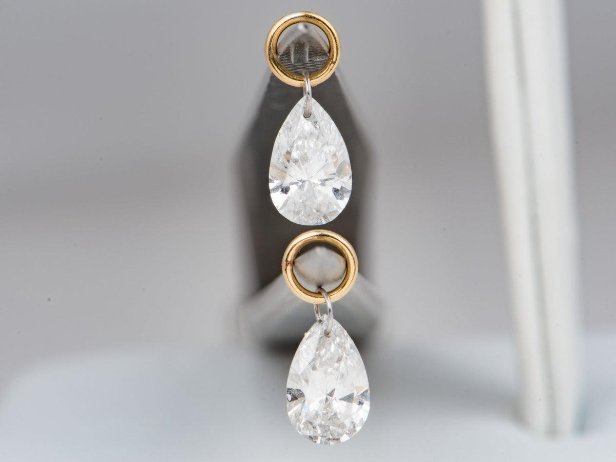 Certified Lab Diamond Ear Dangles Half Carat Each 14K Gold R3248 Aurora Designer