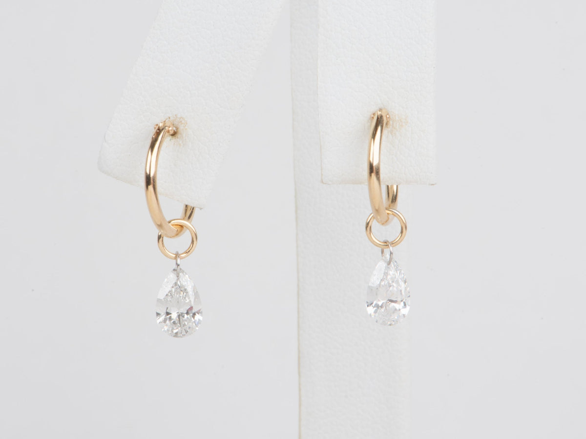 Certified Lab Diamond Ear Dangles Half Carat Each 14K Gold R3248 Aurora Designer