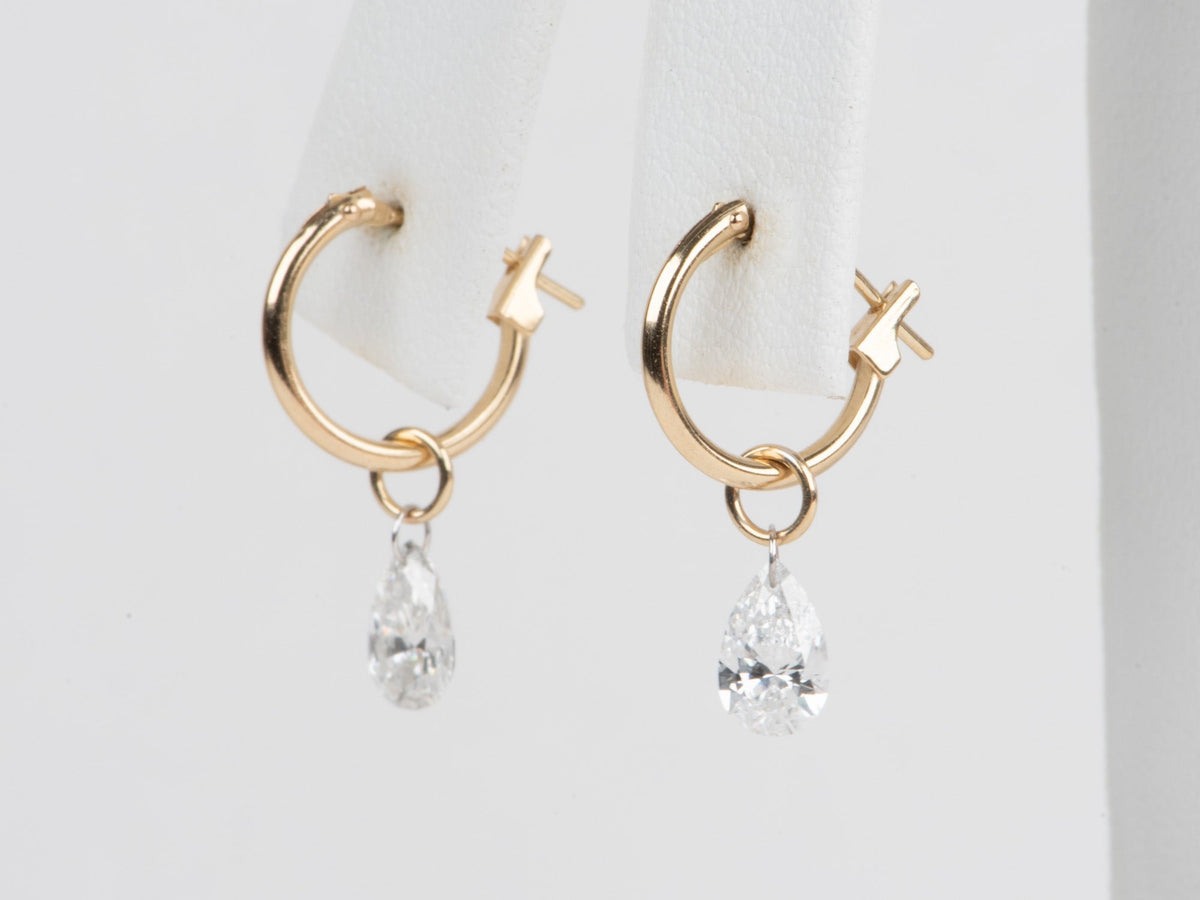 Certified Lab Diamond Ear Dangles Half Carat Each 14K Gold R3248 Aurora Designer