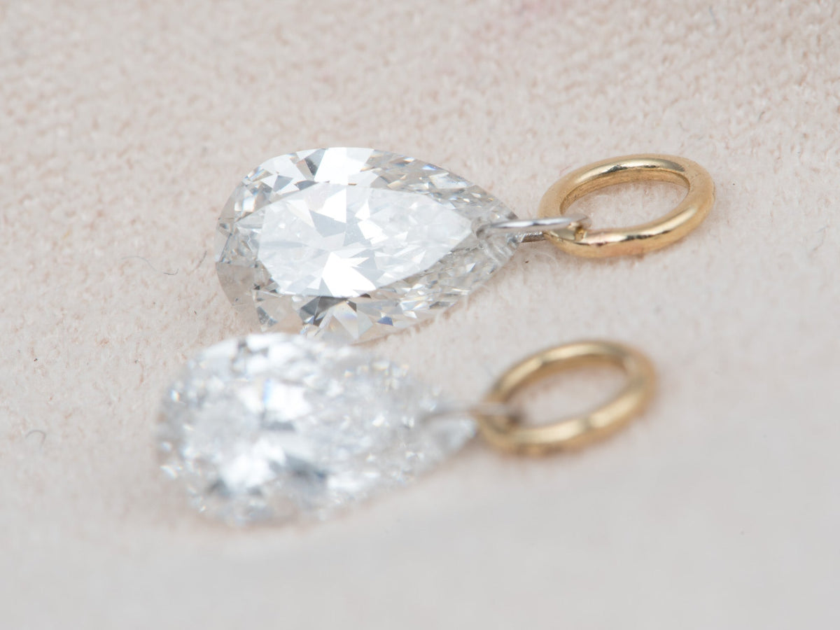 Certified Lab Diamond Ear Dangles Half Carat Each 14K Gold R3248 Aurora Designer